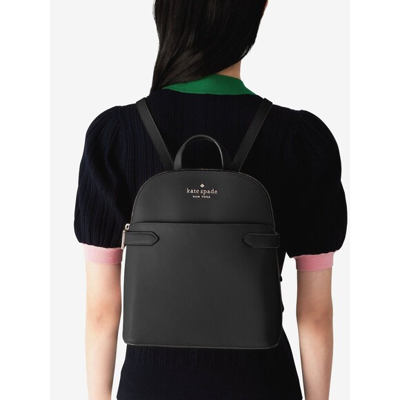 New Kate Spade Staci Saffiano Leather Dome Backpack Black - Picture 3 of 4
